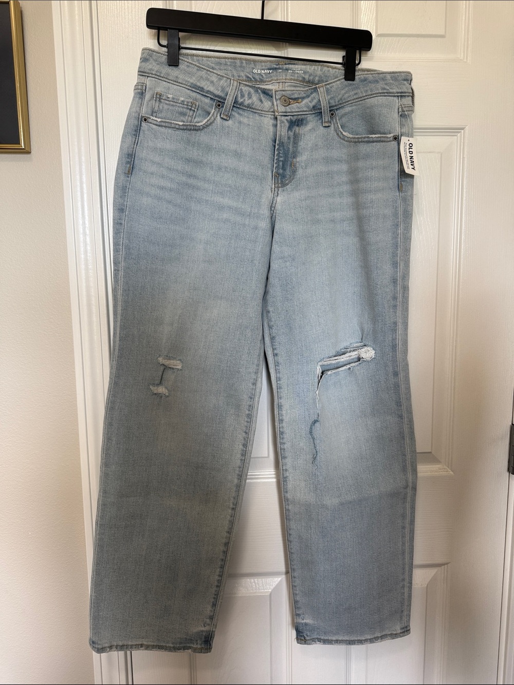 Old Navy Low Loose Jeans with Knee Rips light blue Sz 10 NWT